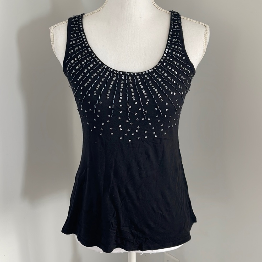 Black embellished EXPRESS racer back tank top